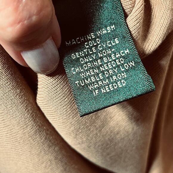 Lauren Ralph Lauren Tunic Sweater Knit Tan Brown V Neck Faux Suede Trim 3X - Picture 6 of 6